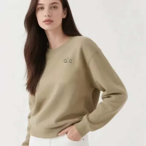 Жіночий бежевий світшот з декоративним логотипом у стилі Alo, арт. As1/beige