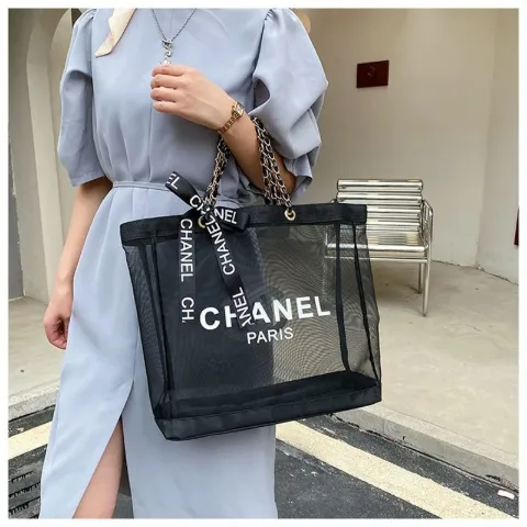 Прозора жіноча сумка-тоут із сітки у стилі Chanel, арт. CHs1