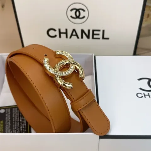 Жіночий ремінь із декоративною пряжкою в стилі Chanel коричневий, арт. Chp1/brown