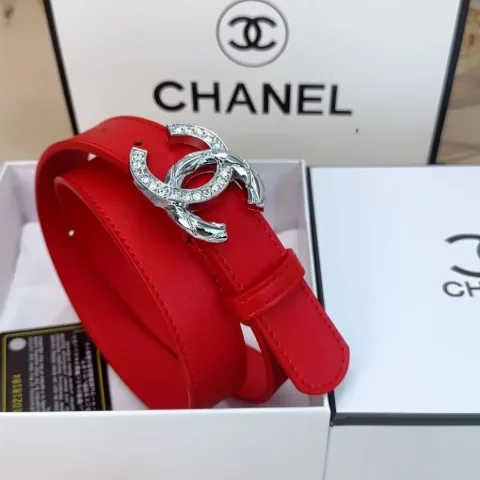 Жіночий ремінь із декоративною пряжкою в стилі Chanel червоний, арт. Chp1/red