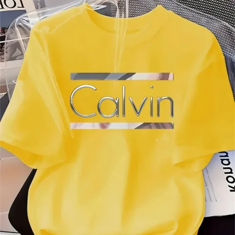 Футболка унісекс жовта у стилі Calvin Klein, арт. CKf1/yellow