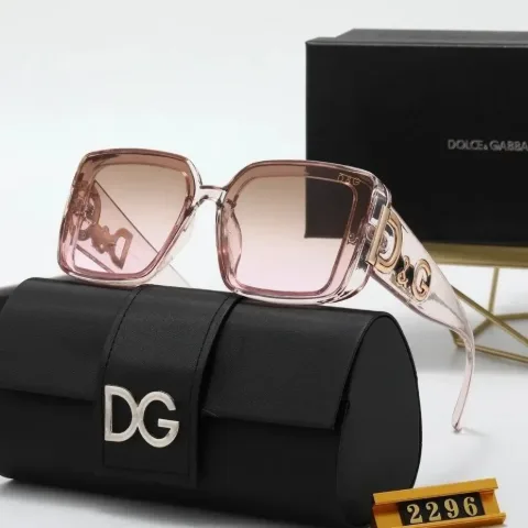 Великі квадратні сонцезахисні окуляри у стилі Dolce & Gabbana коричнево-рожеві, арт. DGo1/brownpink