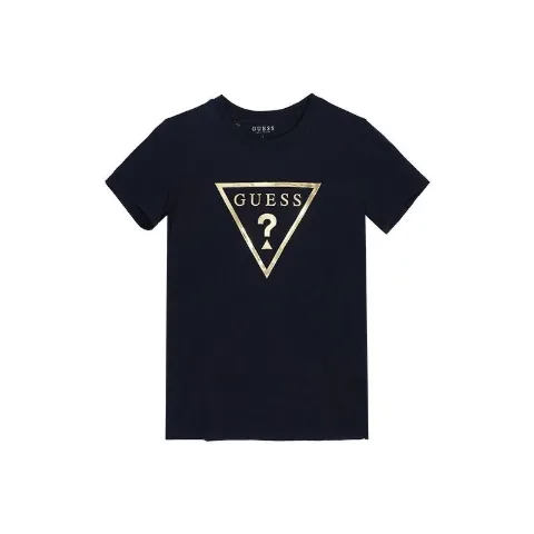 Жіноча чорна футболка у стилі Guess з логотипом та круглим вирізом, арт. Gf1/black