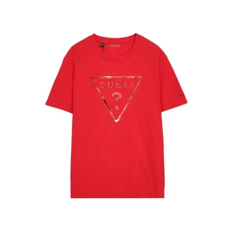 Женская красная футболка в стиле Guess с логотипом и круглым вырезом, арт. Gf1/red