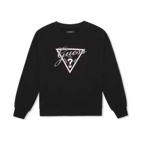 Утеплений чорний світшот з логотипом Guess на флісовій підкладці, арт. Gk1/black