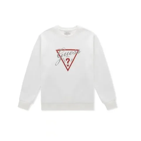 Утеплений білий світшот з логотипом Guess на флісовій підкладці, арт. Gk1/white