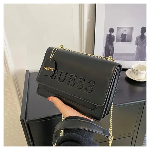 Жіноча сумка через плече з ланцюжком у стилі Guess чорна, арт. Gus1/black