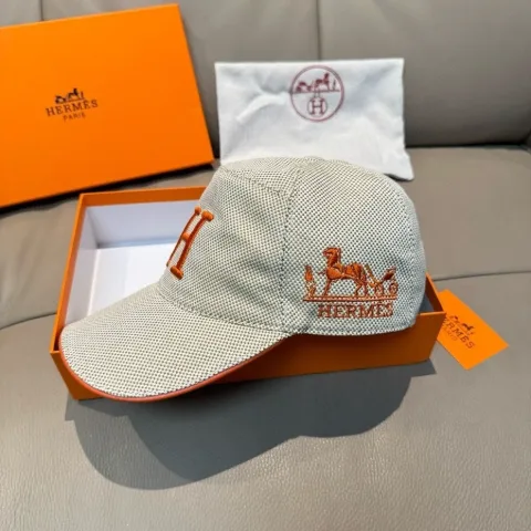 Кепка бежева у стилі Hermès з логотипом та окантовкою полів, арт. Hk1/beige