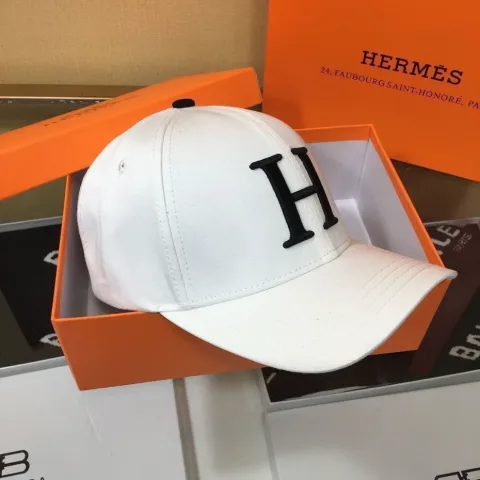 Кепка біла у стилі Hermès з логотипом класична, арт. Hk2/white