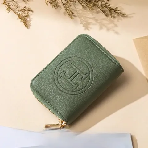 Жіночий зелений гаманець у стилі Hermes з екошкіри на блискавці, арт. Hko1/green