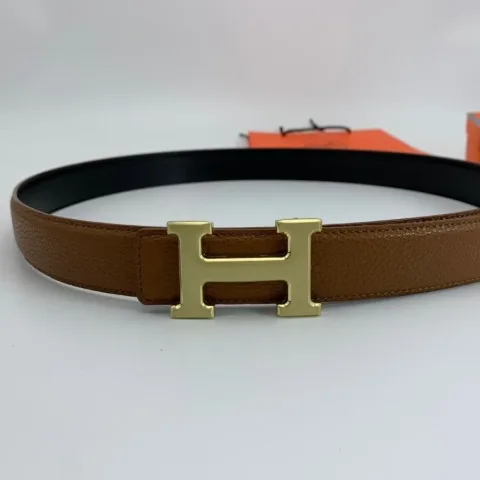 Жіночий ремінь з декоративною пряжкою у стилі Hermès коричневий, арт. Hp1/brown