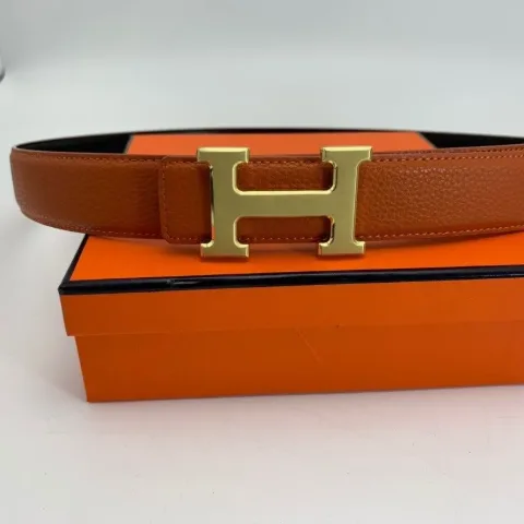 Жіночий ремінь з декоративною пряжкою у стилі Hermès рудий, арт. Hp1/red