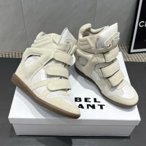 Снікерси у стилі Isabel Marant Bekett, білі на платформі на липучках, арт. IMs/white