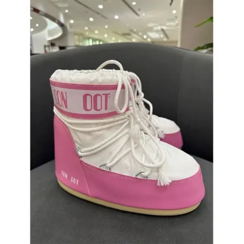 Зимові чоботи у стилі Moon Boot рожево-білі, арт. MB1/pinkwhite