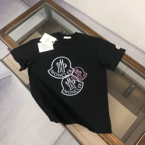 Футболка чорна з логотипом у стилі Moncler, арт. Mf1/black
