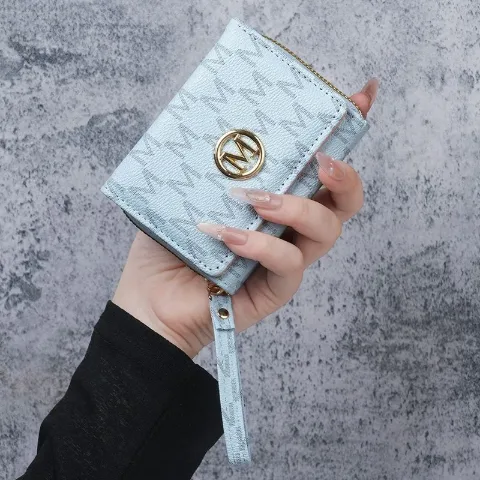 Жіночий блакитний гаманець у стилі Michael Kors з екошкіри на блискавці, арт. MKko1/blue