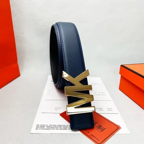 Жіночий ремінь з акцентною пряжкою у стилі Michael Kors синій, арт. MKp2/blue