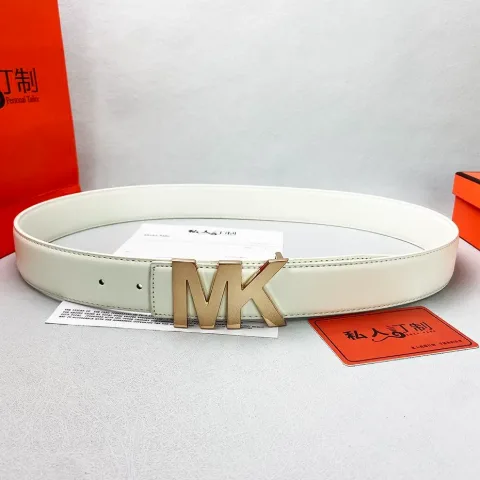 Жіночий ремінь з акцентною пряжкою у стилі Michael Kors білий, арт. MKp2/white