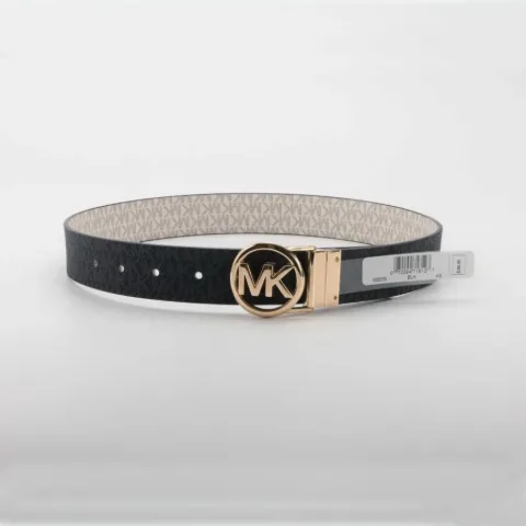 Жіночий чорний ремінь з декоративною пряжкою у стилі Michael Kors, арт. MKr1/black