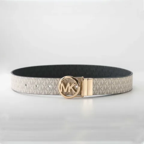 Жіночий білий ремінь з декоративною пряжкою у стилі Michael Kors, арт. MKr1/white