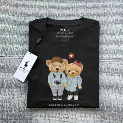 Жіноча футболка з принтом Polo Bear у стилі Ralph Lauren чорна №1, арт. RLf1/black-1