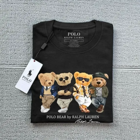 Жіноча футболка з принтом Polo Bear у стилі Ralph Lauren чорна №2, арт. RLf1/black-2