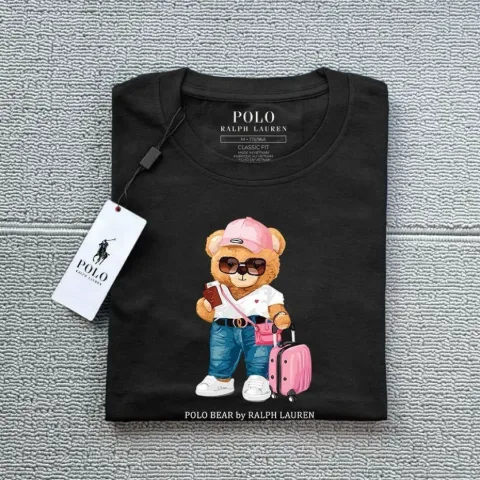 Жіноча футболка з принтом Polo Bear у стилі Ralph Lauren чорна №3, арт. RLf1/black-3