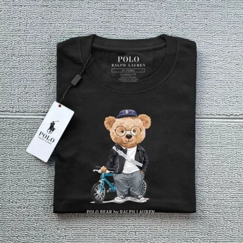 Жіноча футболка з принтом Polo Bear у стилі Ralph Lauren чорна №4, арт. RLf1/black-4