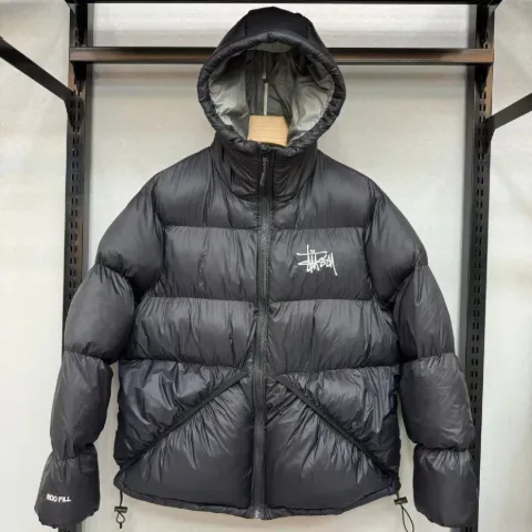 Зимова куртка унісекс у стилі Stussy чорна з сірим капюшоном, арт. Sku1/blackgray