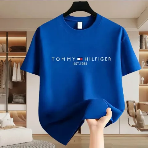 Бавовняна футболка унісекс світло-синя у стилі Tommy Hilfiger, арт. TFf1/lightblue