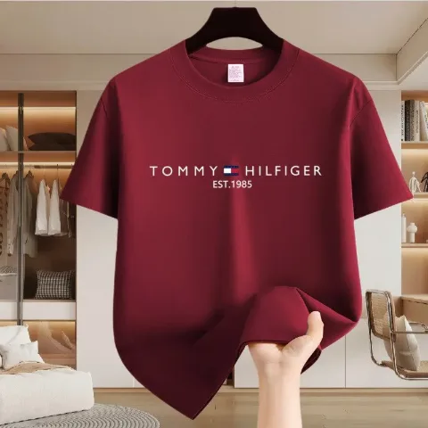 Бавовняна футболка унісекс бордова у стилі Tommy Hilfiger, арт. TFf1/burgundy