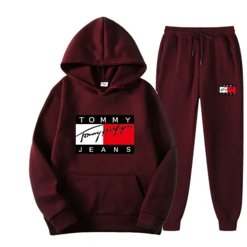 Костюм з худі та джогерами бордовий у стилі Tommy Jeans, арт. TFko1/burgundy