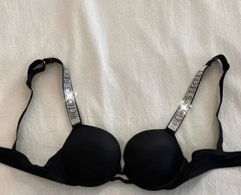 Бюстгальтер у стилі Victoria's Secret, чорний зі стразами та пуш-ап ефектом, арт. VSb1/black