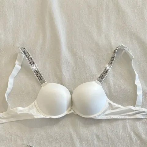 Бюстгальтер у стилі Victoria's Secret, білий зі стразами та пуш-ап ефектом, арт. VSb1/white
